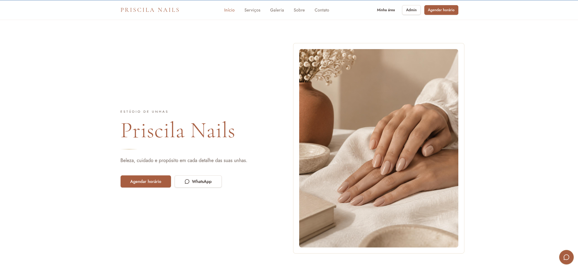 Site real da PriNails no computador